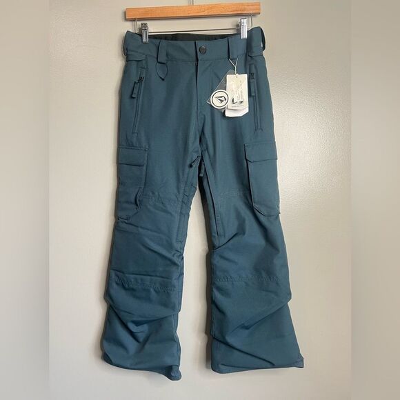 Boys Volcom cargo insulated pants straight leg size large teal winter activities - Picture 1 of 8